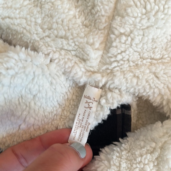 Womens Matilda Jane size small S reversible Sherpa black gray plaid winter vest - Picture 4 of 8